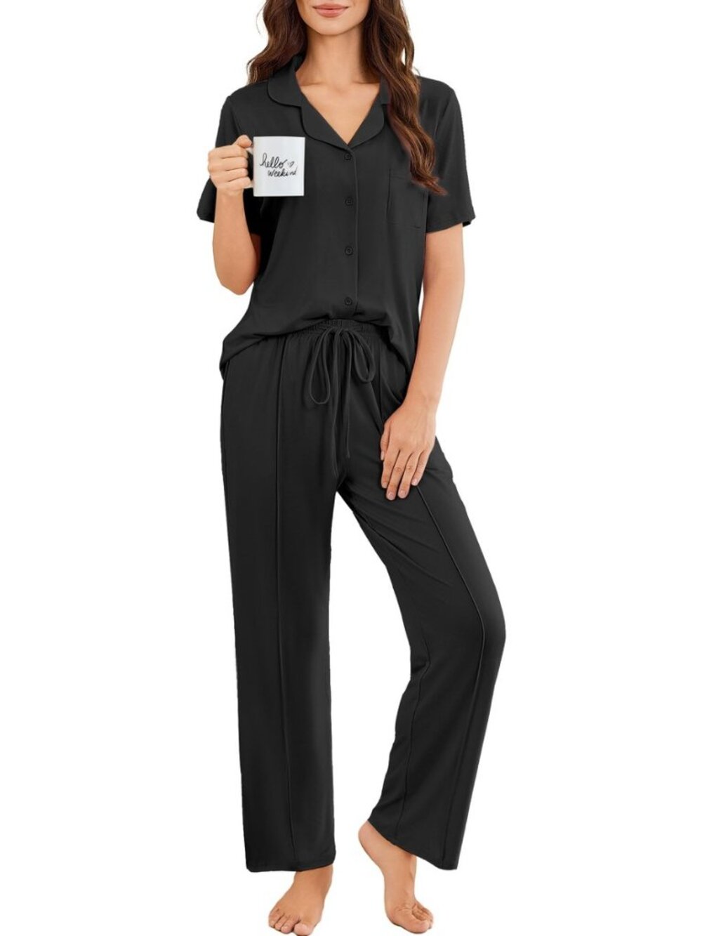 Pajamas for Women Set Button Up Short Sleeve Pjs Sets With Pockets